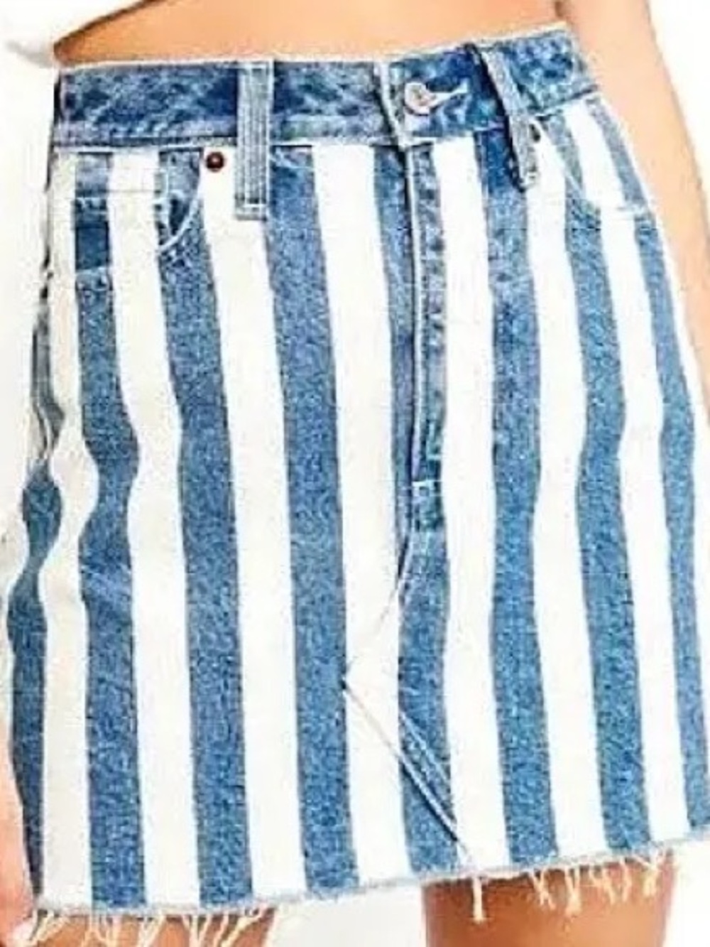 Abercrombie & Fitch Blue & White Striped Denim Mini Skirt size 0